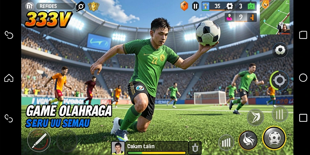 Screenshot gameplay yang menampilkan aksi olahraga seru di 333V.