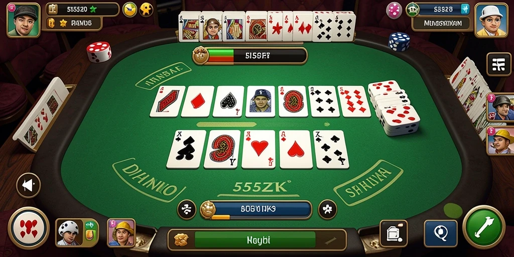 Screenshot gameplay <strong>555ZK</strong> menampilkan pertarungan seru antara pemain Domino.
