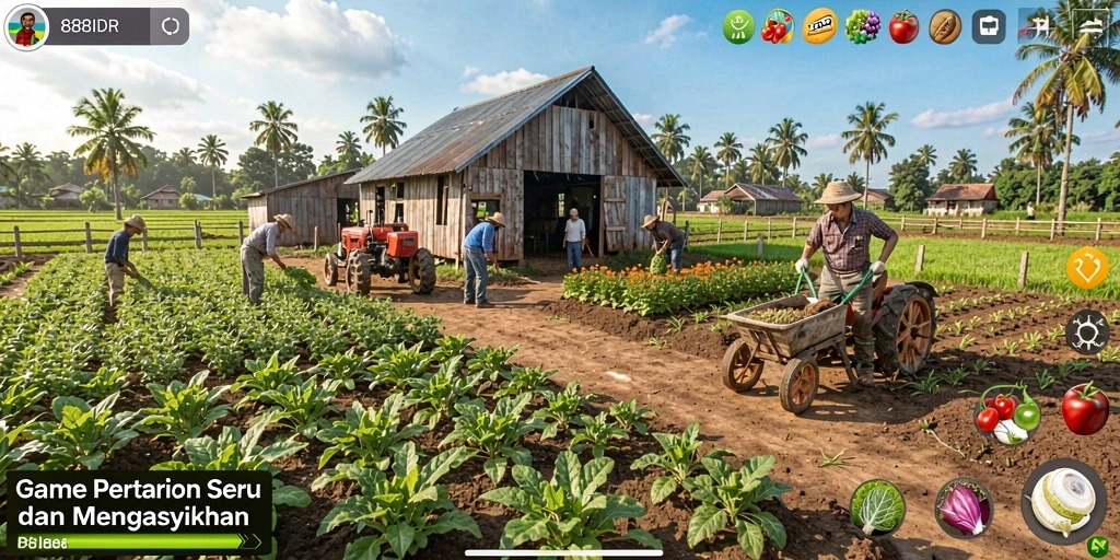 Gameplay 888IDR yang menyenangkan dan menantang di dunia pertanian.