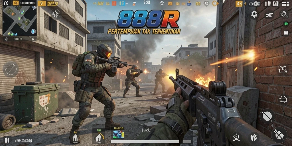 Tangkapan layar 888R menampilkan pertempuran intens dengan grafis yang menakjubkan.