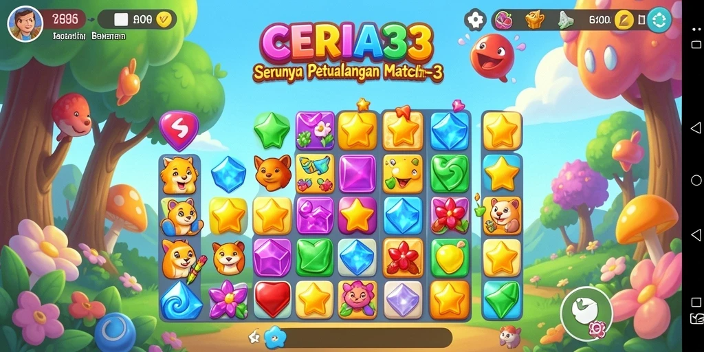Tampilan menarik dari gameplay CERIA33 dalam genre Match-3.
