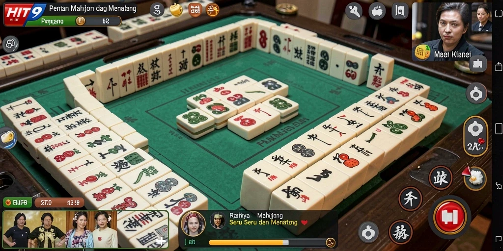 Screenshot gameplay HIT9 menampilkan ubin Mahjong yang berwarna-warni dan tantangan seru.