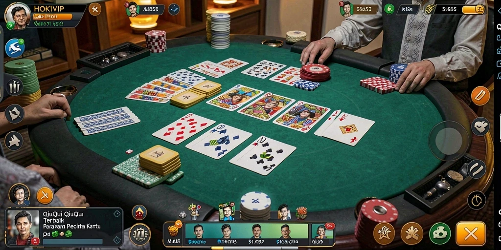 Screenshot gameplay menunjukkan keseruan bermain QiuQiu di HOKIVIP.