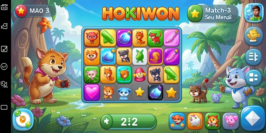Tampilan gameplay HOKIWON yang seru dan penuh warna.
