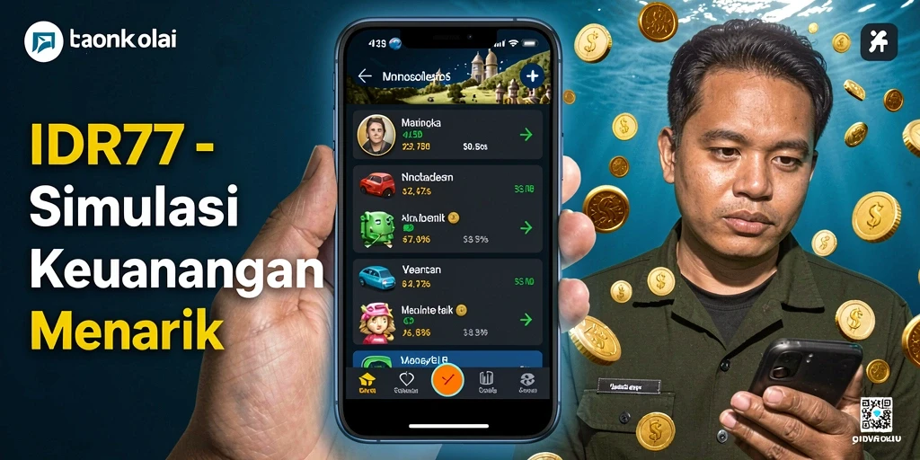 Tampilan gameplay IDR77 yang menggambarkan tema simulasi keuangan.