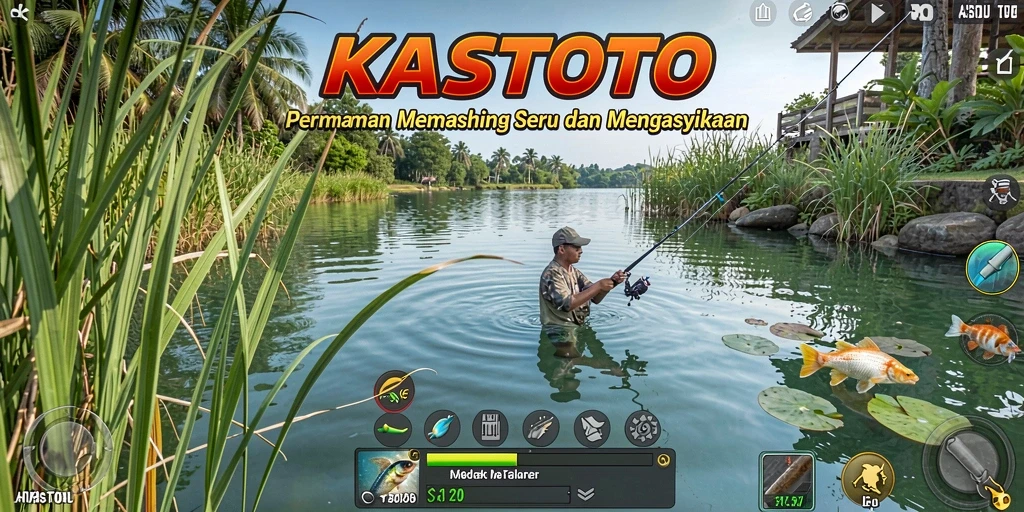 Screenshot KASTOTO menampilkan pemain yang sedang memancing di laut lepas.