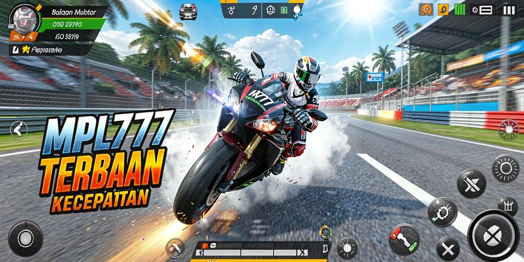 Gameplay mendebarkan dalam MPL777 dengan aksi balap motor yang intens.