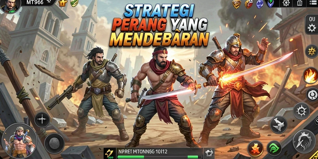 Tampilan gameplay MT966 dengan aksi strategi yang menegangkan.