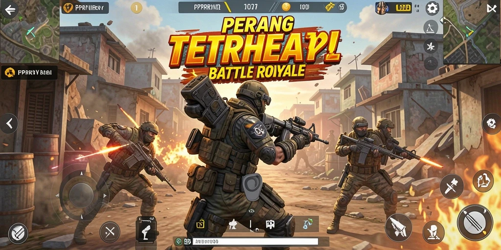 Tangkapan layar gameplay PPRRYY yang menunjukkan aksi pertarungan epik Battle Royale.