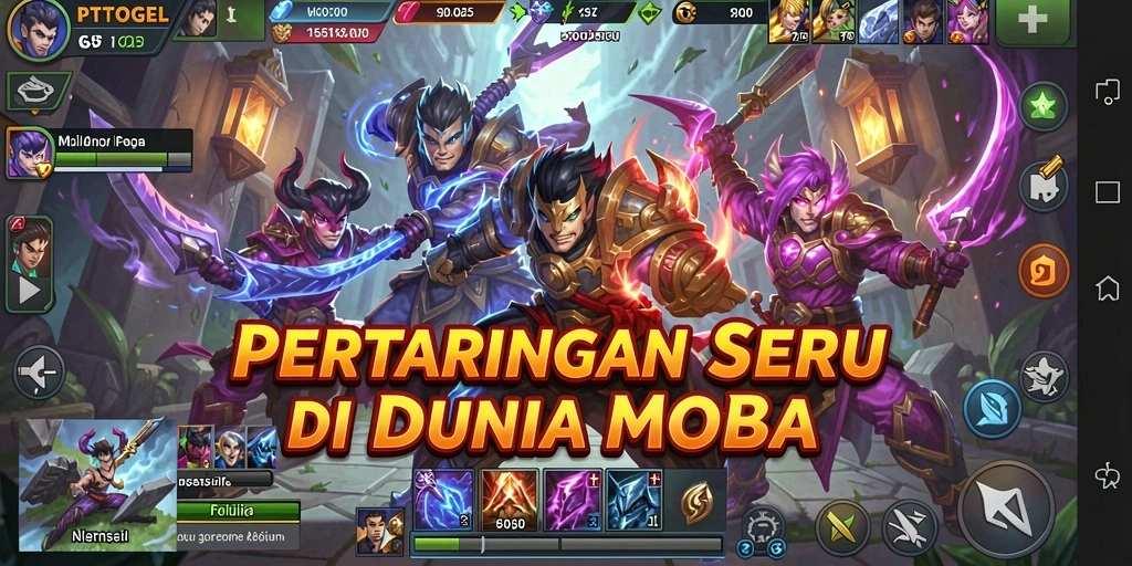 Screenshot gameplay PTTOGEL menampilkan aksi pertarungan tim yang mendebarkan.