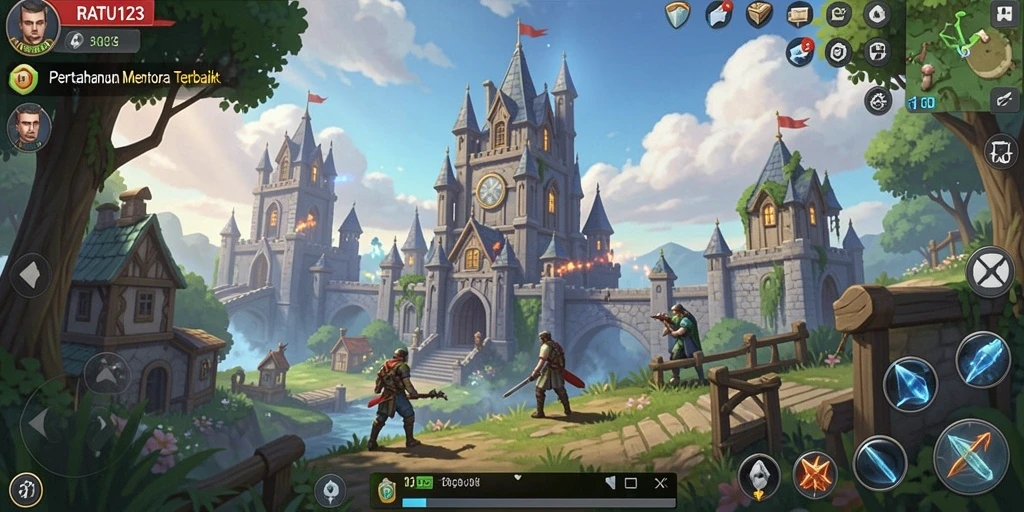 Tangkapan layar utama RATU123 menampilkan aksi seru dalam Tower Defense.
