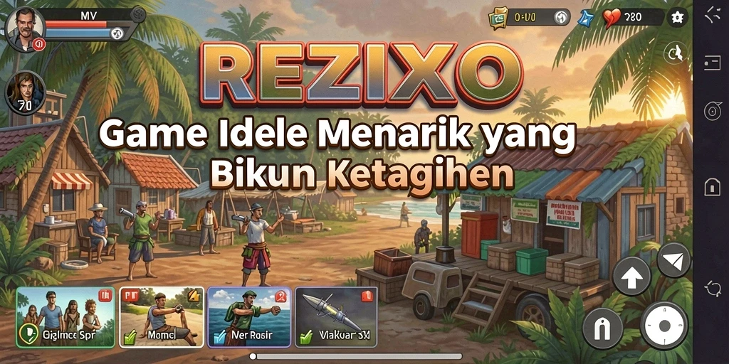 Tampilan gameplay REZIXO yang menarik dan penuh warna.