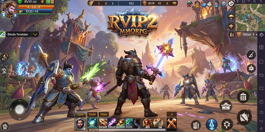 Tampilan gameplay RVIP2 yang menampilkan pertempuran seru dalam dunia MMORPG.