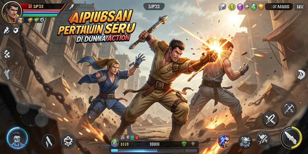 Tangkapan layar SIP33 menampilkan pertarungan seru antar karakter.