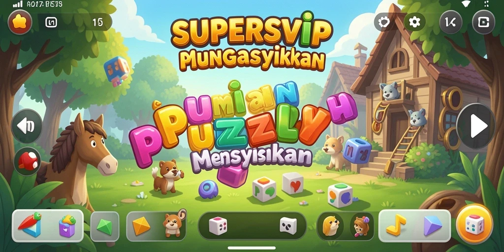 Tampilan gameplay SUPERSVIP yang menarik dan penuh tantangan puzzle.