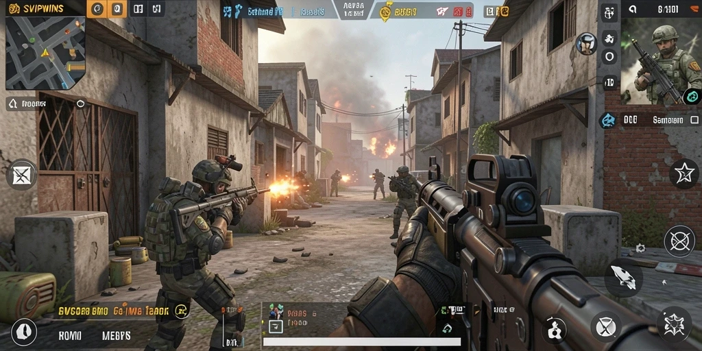 Screenshot menampilkan aksi seru dalam gameplay FPS SVIPWINS.