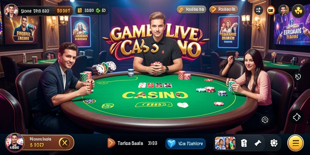 Screenshot gameplay V07 yang menunjukkan suasana kasino yang hidup.