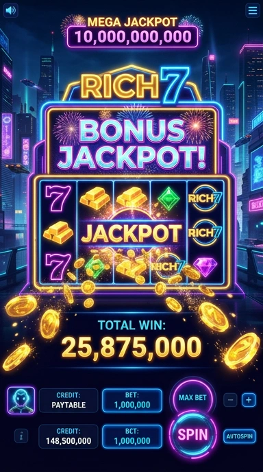Tampilan utama aplikasi rich7 yang menarik dan informatif.